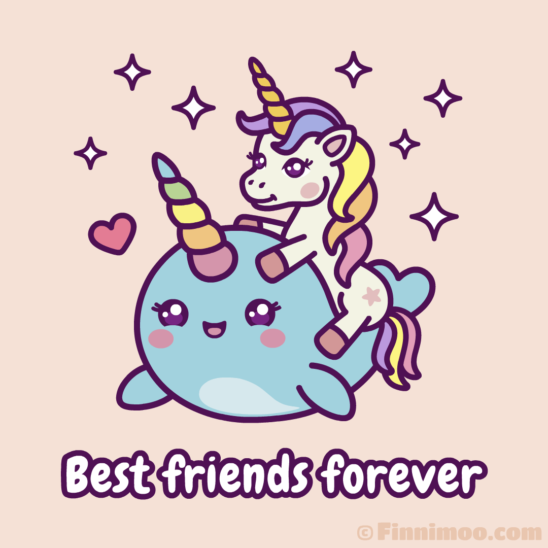 Best Friends Forever - Cute Unicorn and Narwhal Friendship